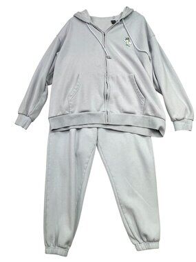 Savage X Fenty Smurf Embroidered Hoodie Sweatpants Outfit Set Pale Blue XL/S